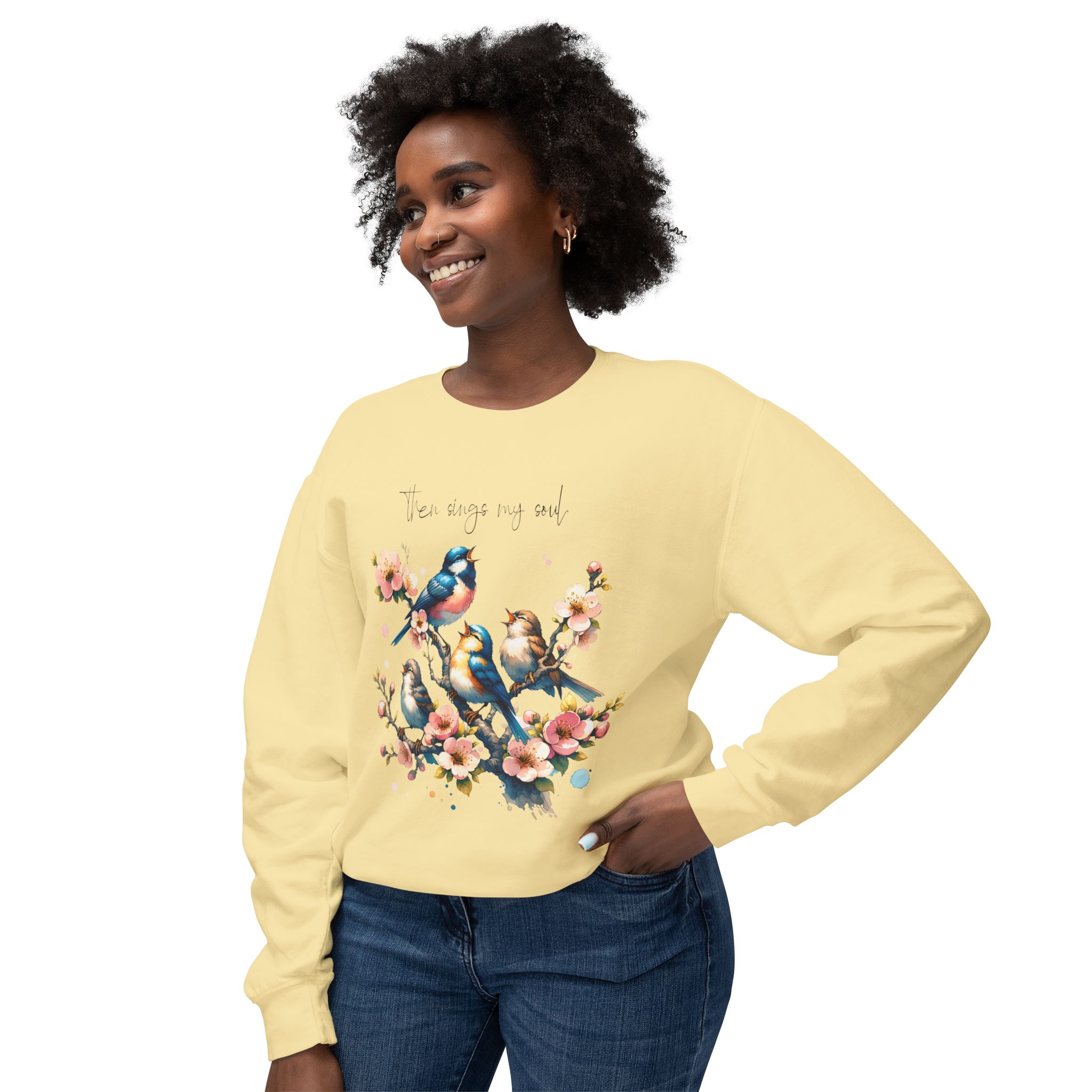 Then Sings My Soul | Comfort Colors® Blossom & Birds Sweatshirt - Image 7