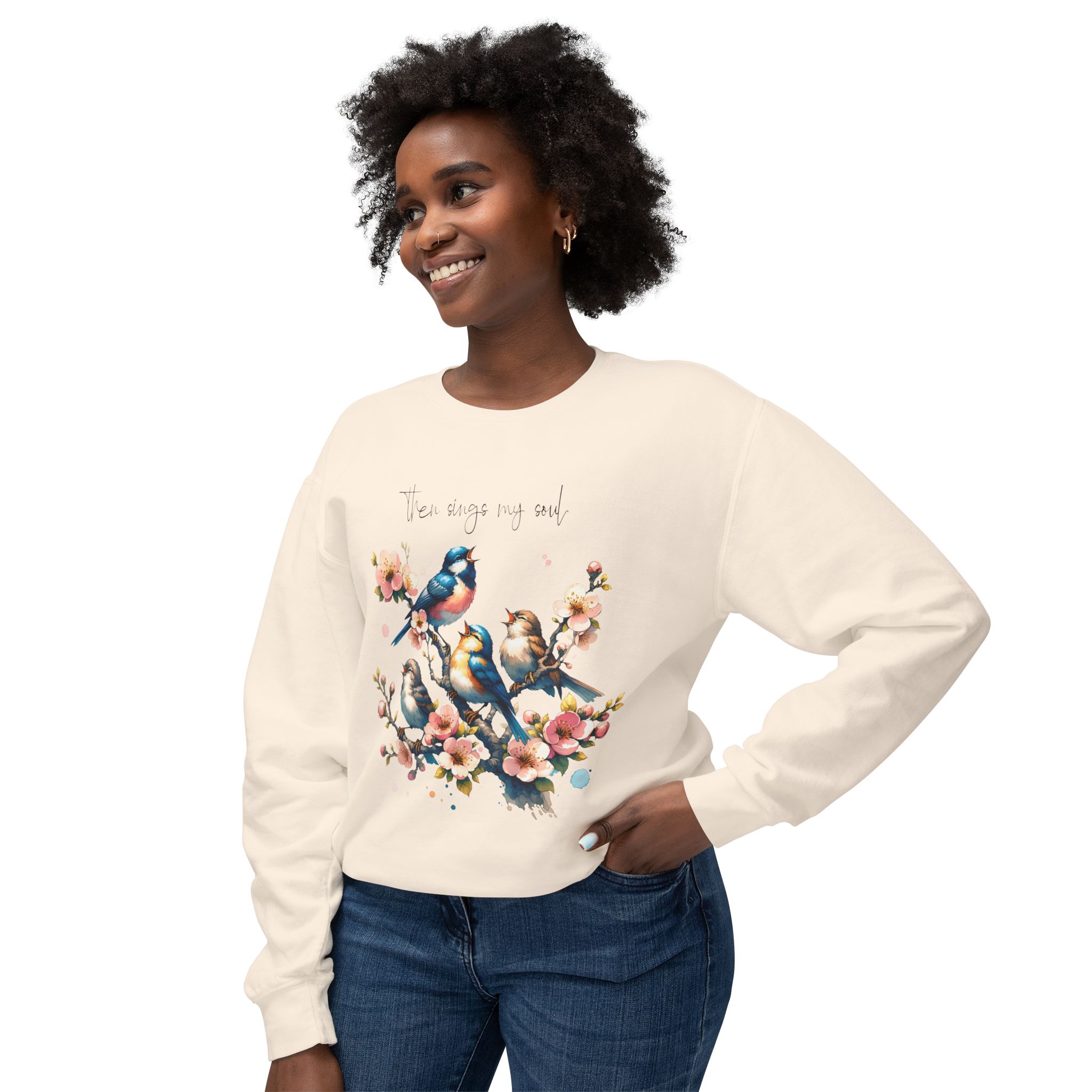 Then Sings My Soul | Comfort Colors® Blossom & Birds Sweatshirt - Image 35