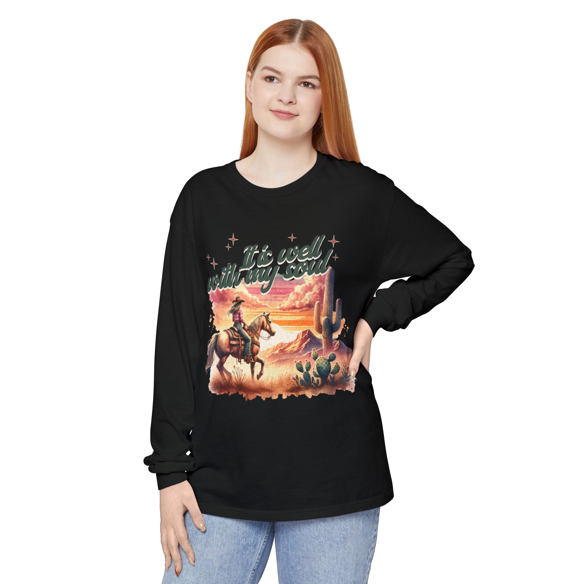 It Is Well With My Soul – Desert Cowgirl Long Sleeve Tee | Comfort Colors - Image 38