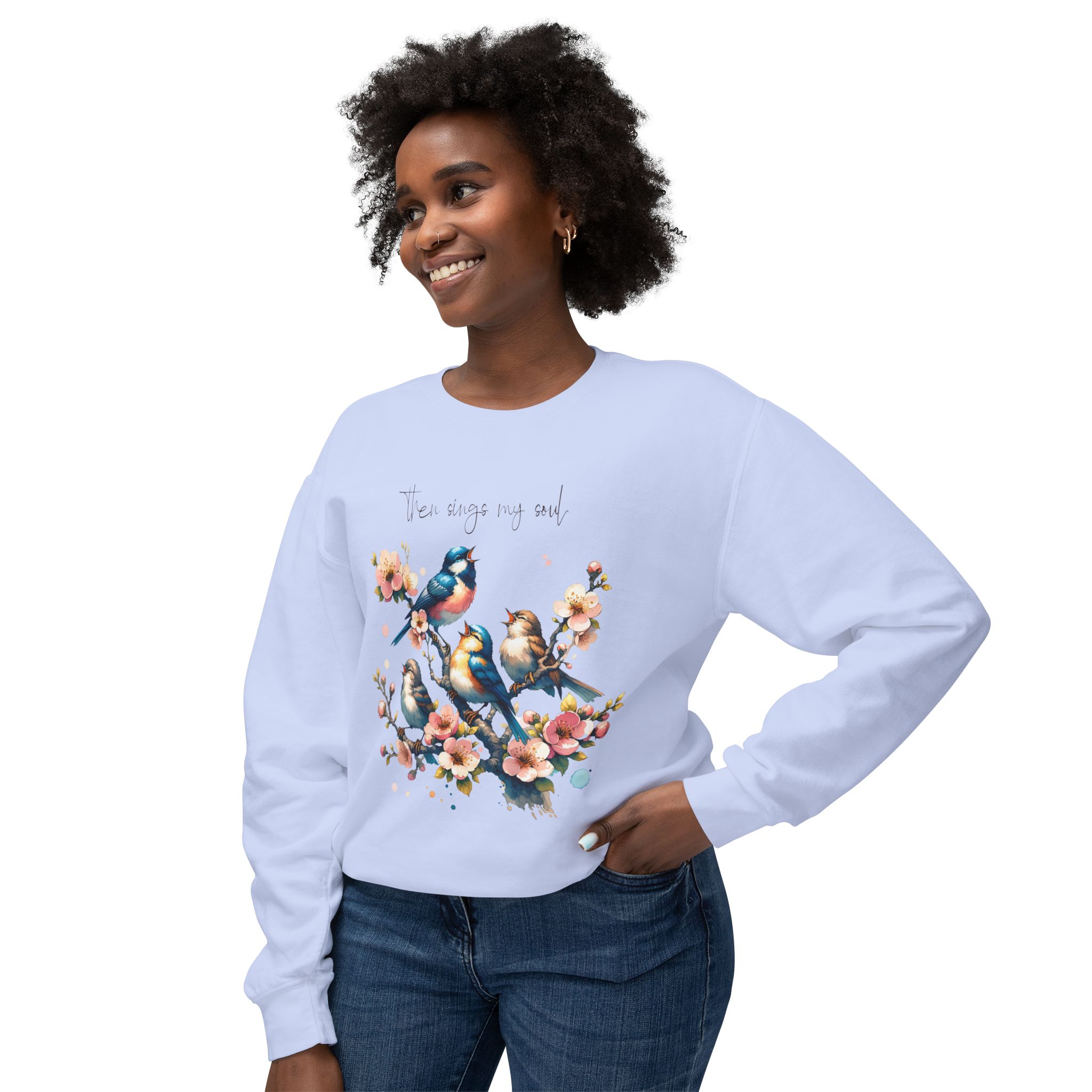 Then Sings My Soul | Comfort Colors® Blossom & Birds Sweatshirt - Image 27