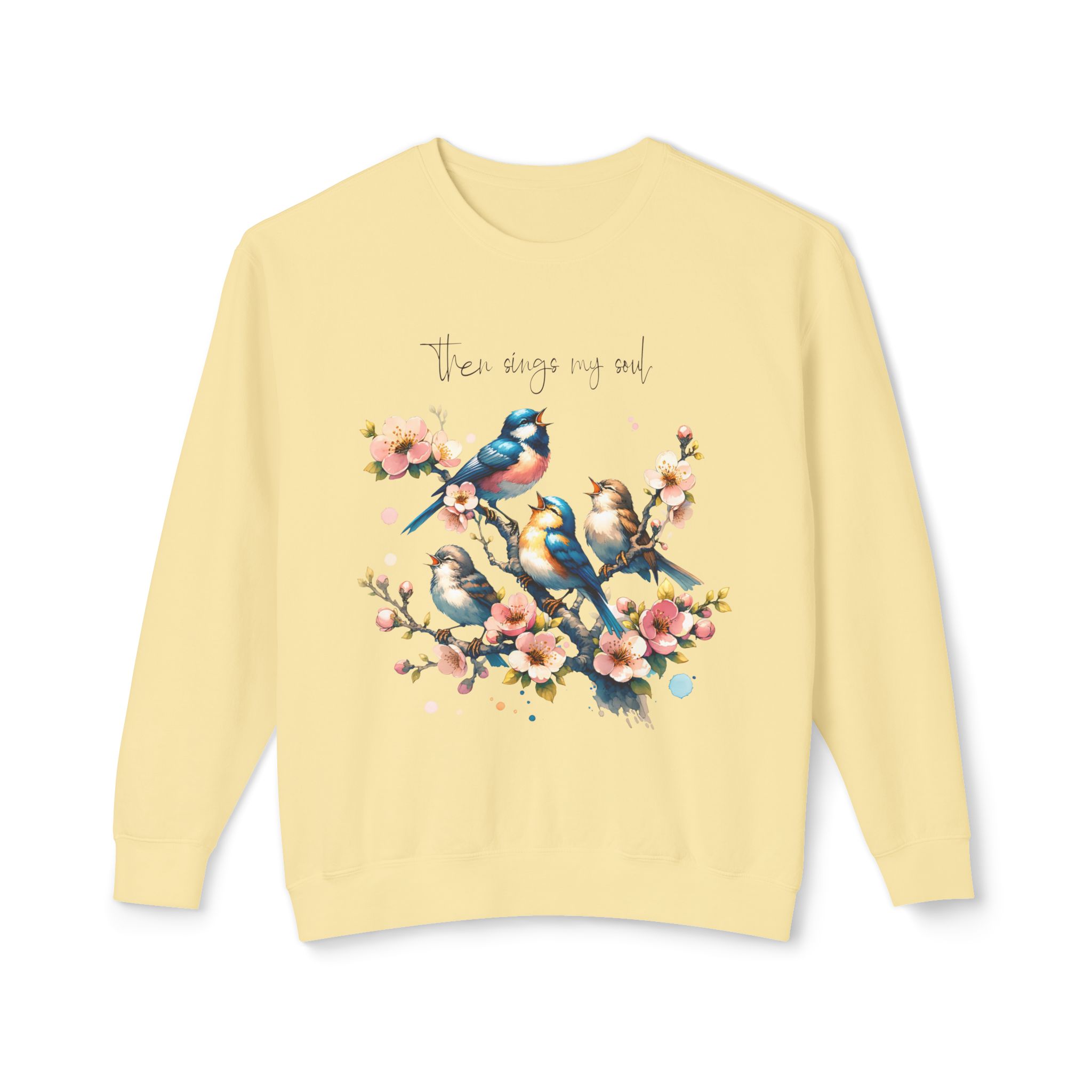 Then Sings My Soul | Comfort Colors® Blossom & Birds Sweatshirt - Image 5