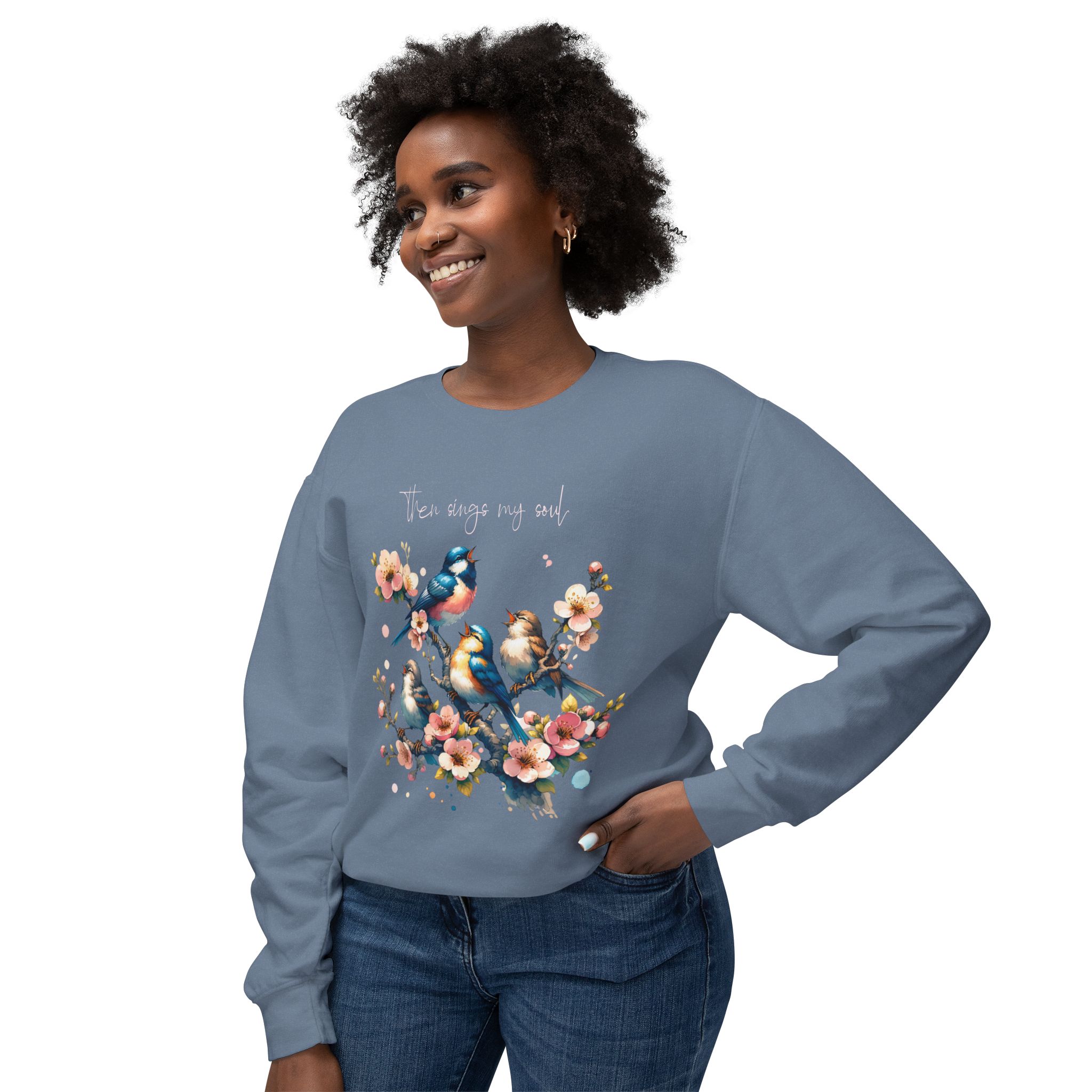 Then Sings My Soul | Comfort Colors® Blossom & Birds Sweatshirt - Image 31
