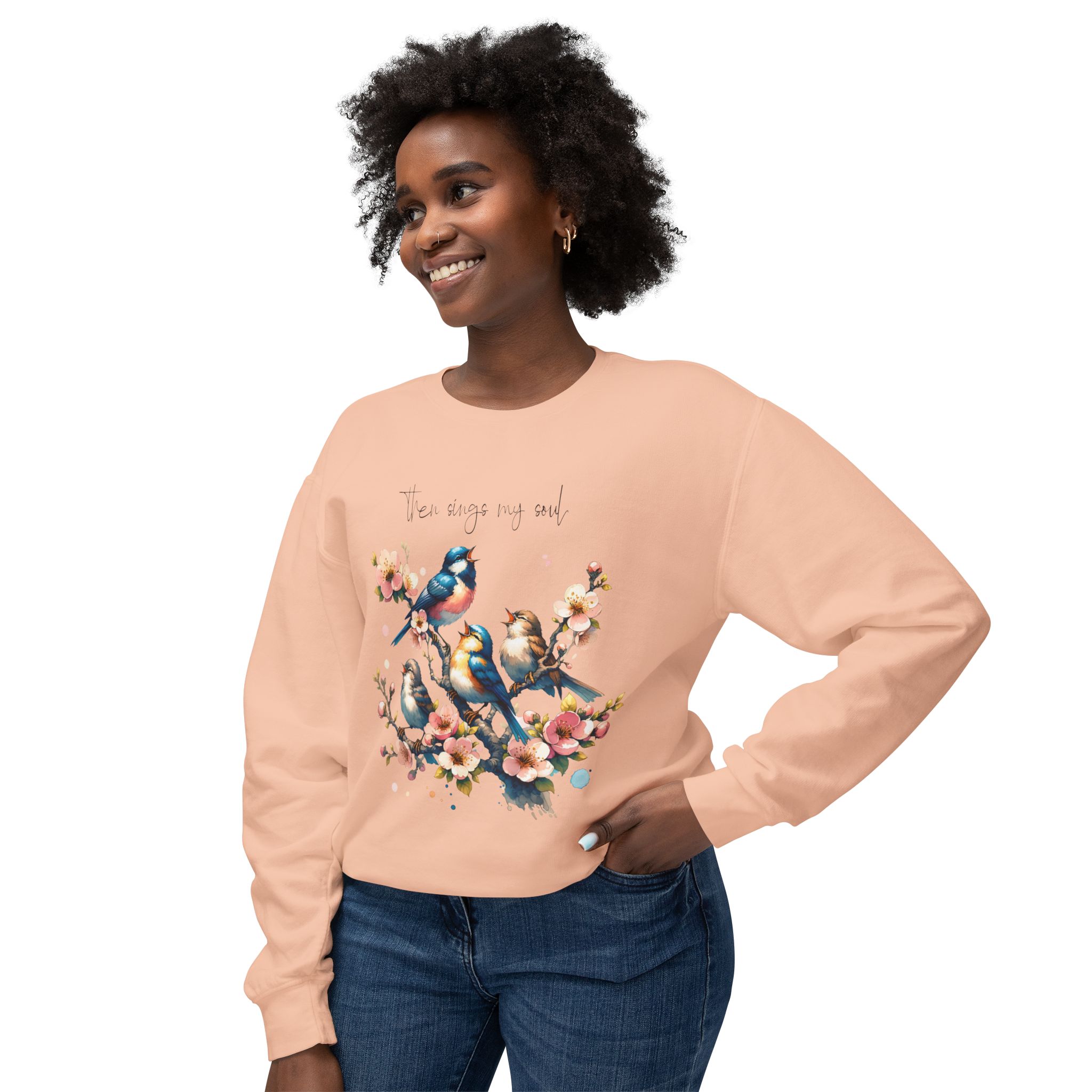 Then Sings My Soul | Comfort Colors® Blossom & Birds Sweatshirt - Image 3