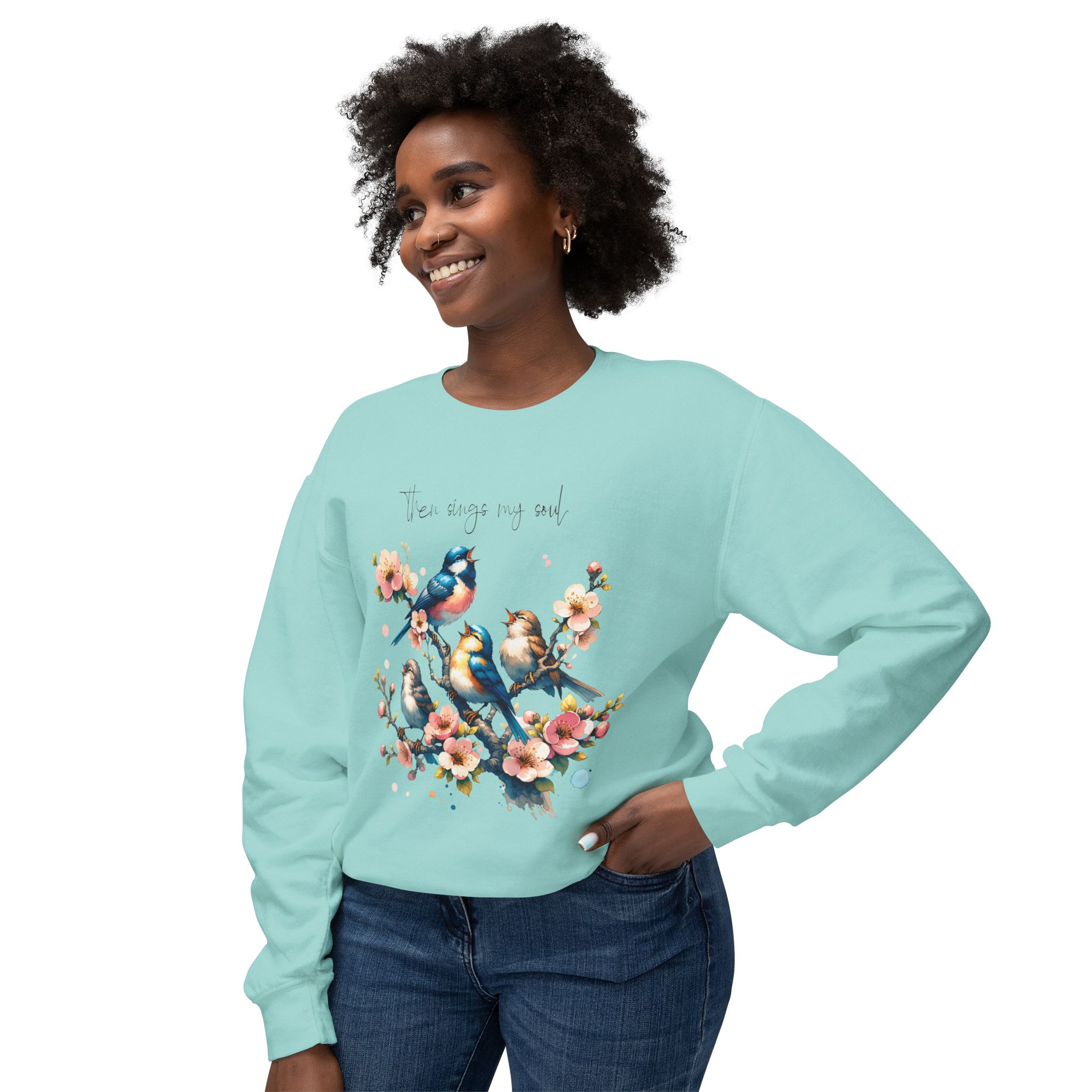 Then Sings My Soul | Comfort Colors® Blossom & Birds Sweatshirt - Image 23