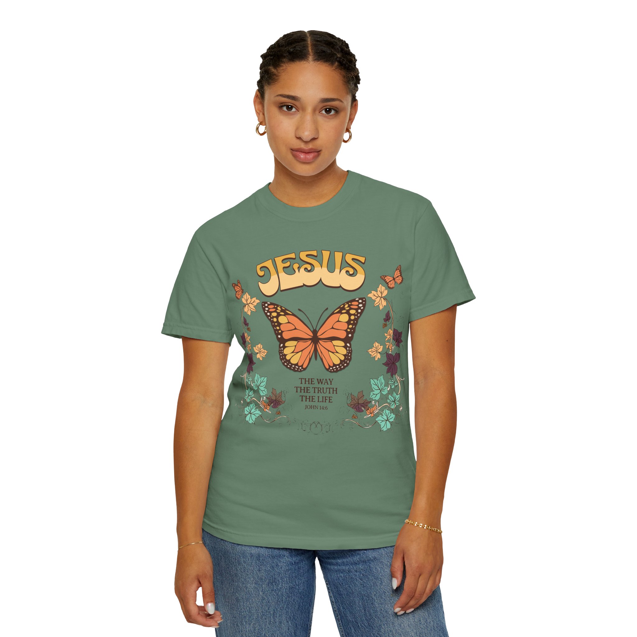 Jesus • The Way, The Truth, The Life – Monarch Butterfly Comfort Colors Tee - Image 52
