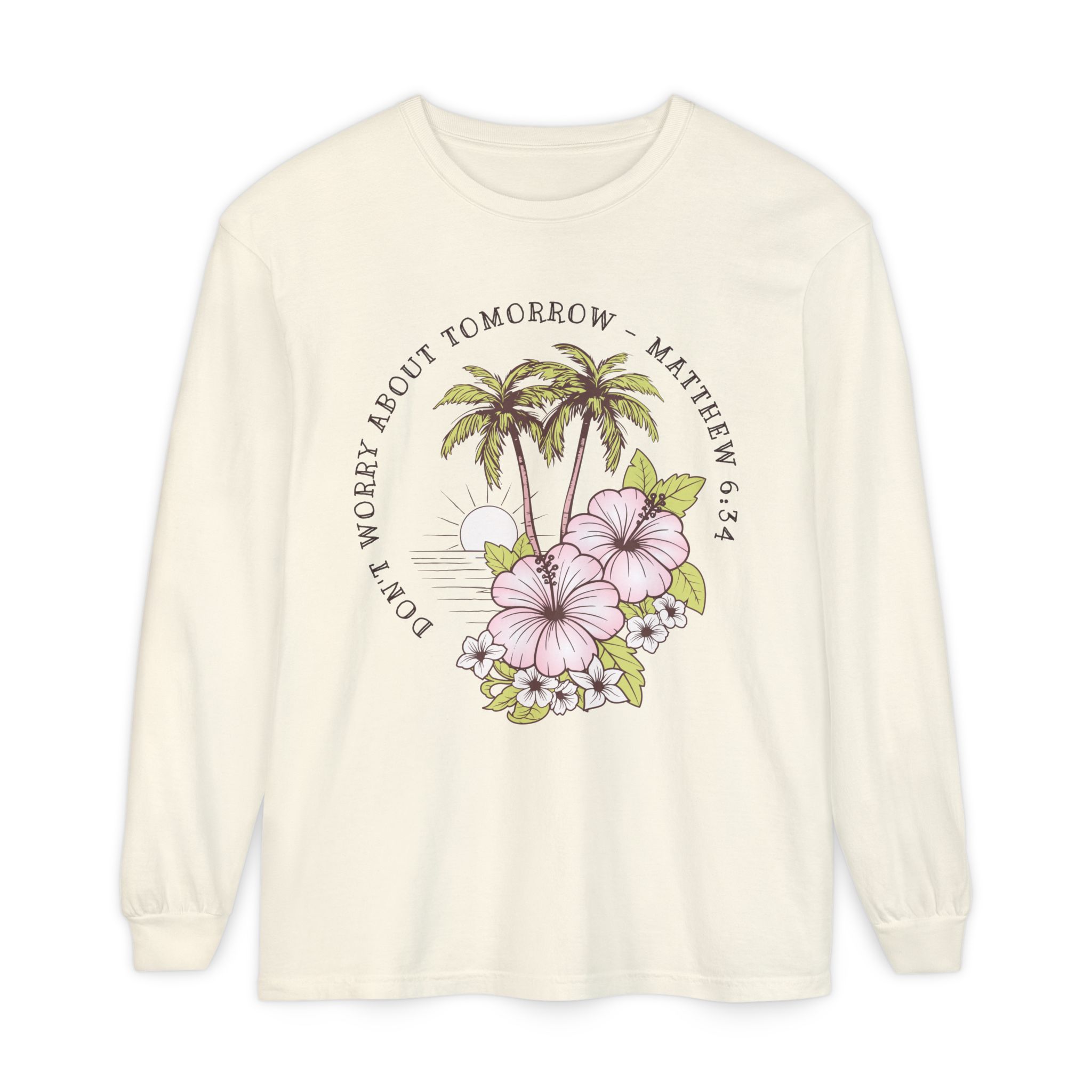 Don’t Worry About Tomorrow – Matthew 6:34 | Comfort Colors® Long Sleeve Tee - Image 16