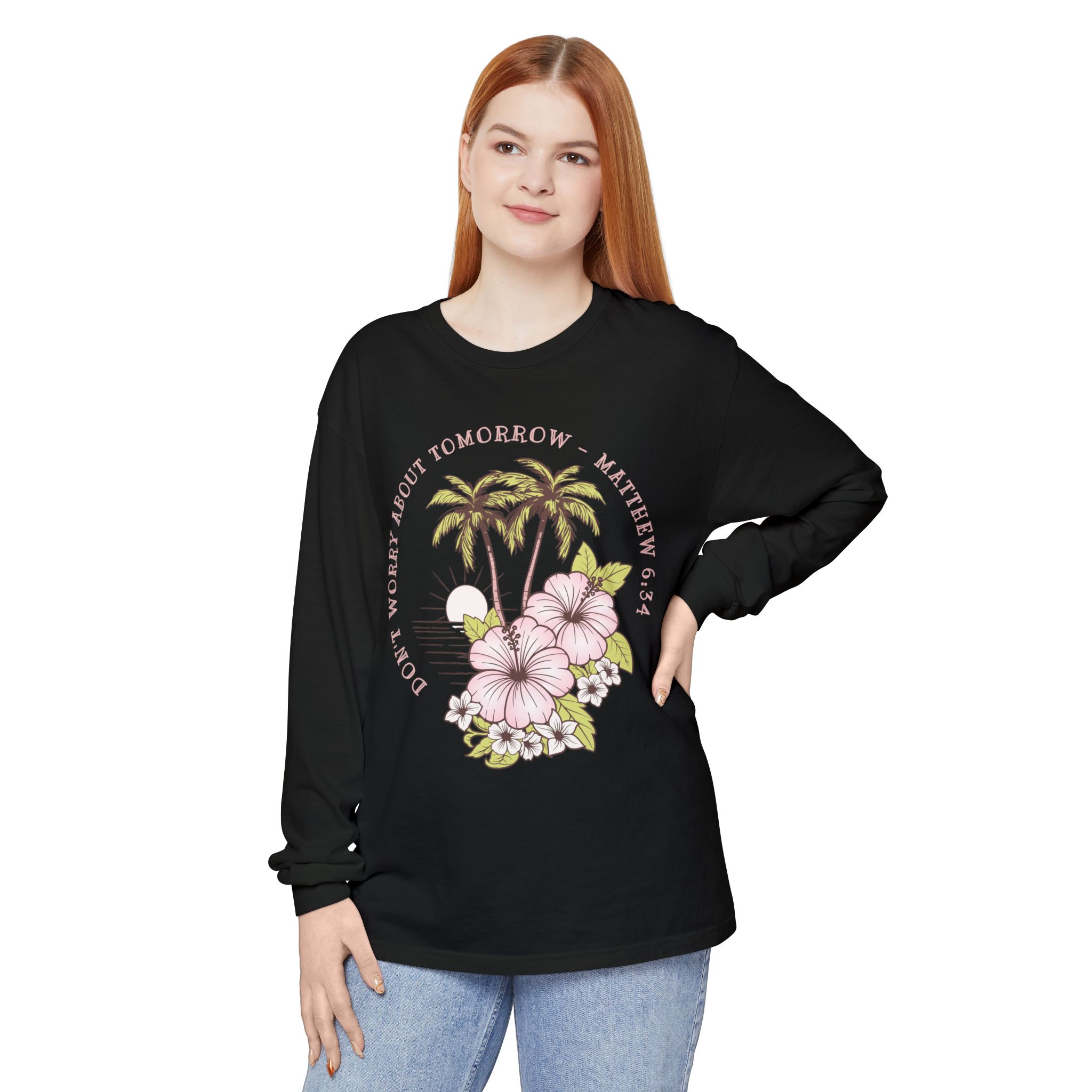 Don’t Worry About Tomorrow – Matthew 6:34 | Comfort Colors® Long Sleeve Tee - Image 63