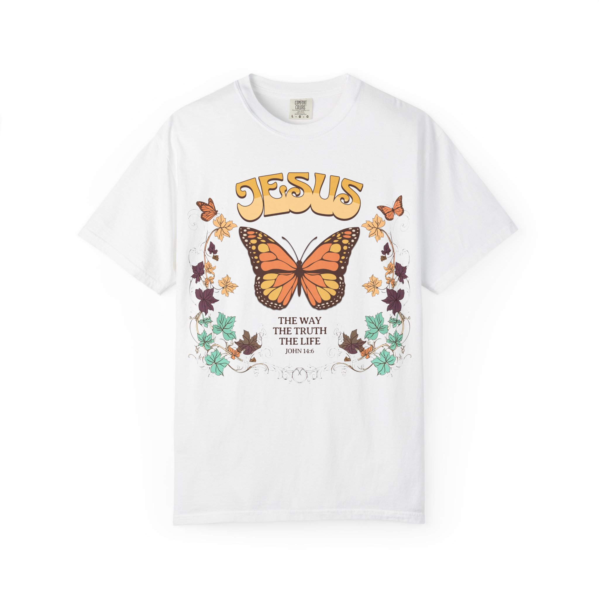 Jesus • The Way, The Truth, The Life – Monarch Butterfly Comfort Colors Tee - Image 9