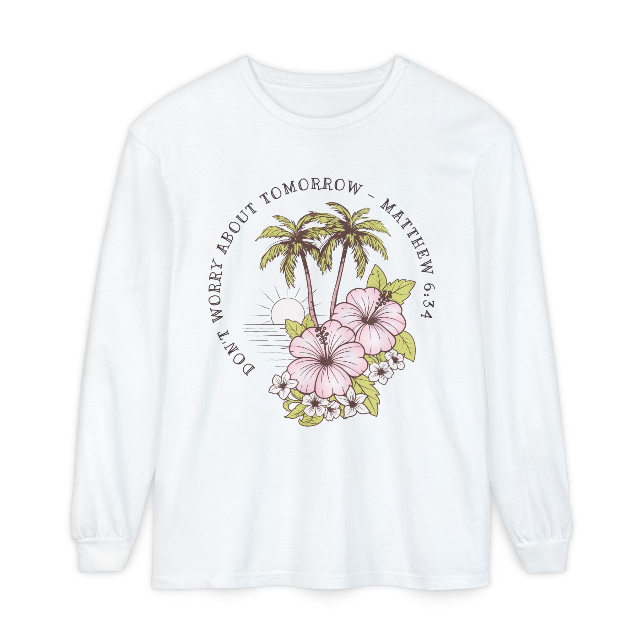 Don’t Worry About Tomorrow – Matthew 6:34 | Comfort Colors® Long Sleeve Tee - Image 6