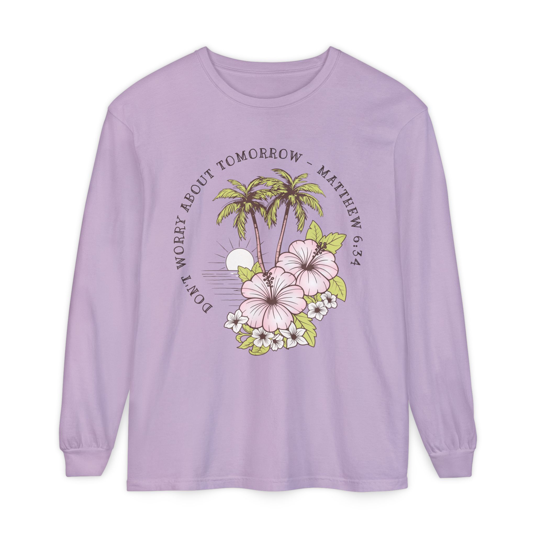 Don’t Worry About Tomorrow – Matthew 6:34 | Comfort Colors® Long Sleeve Tee - Image 66