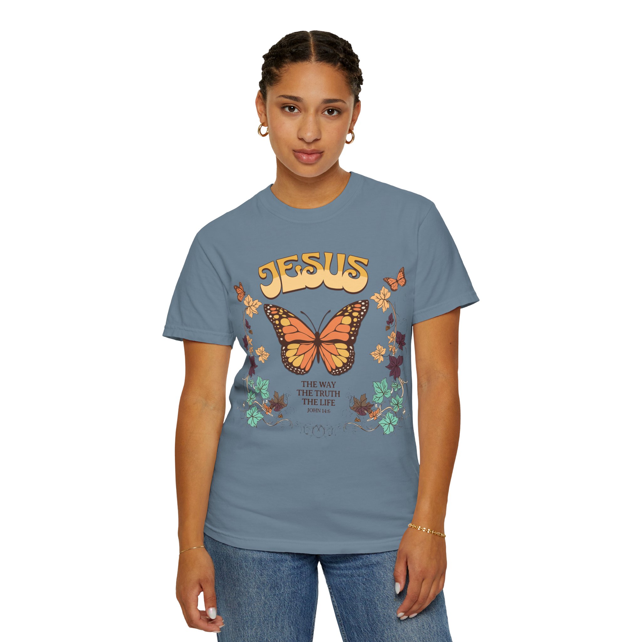 Jesus • The Way, The Truth, The Life – Monarch Butterfly Comfort Colors Tee - Image 68