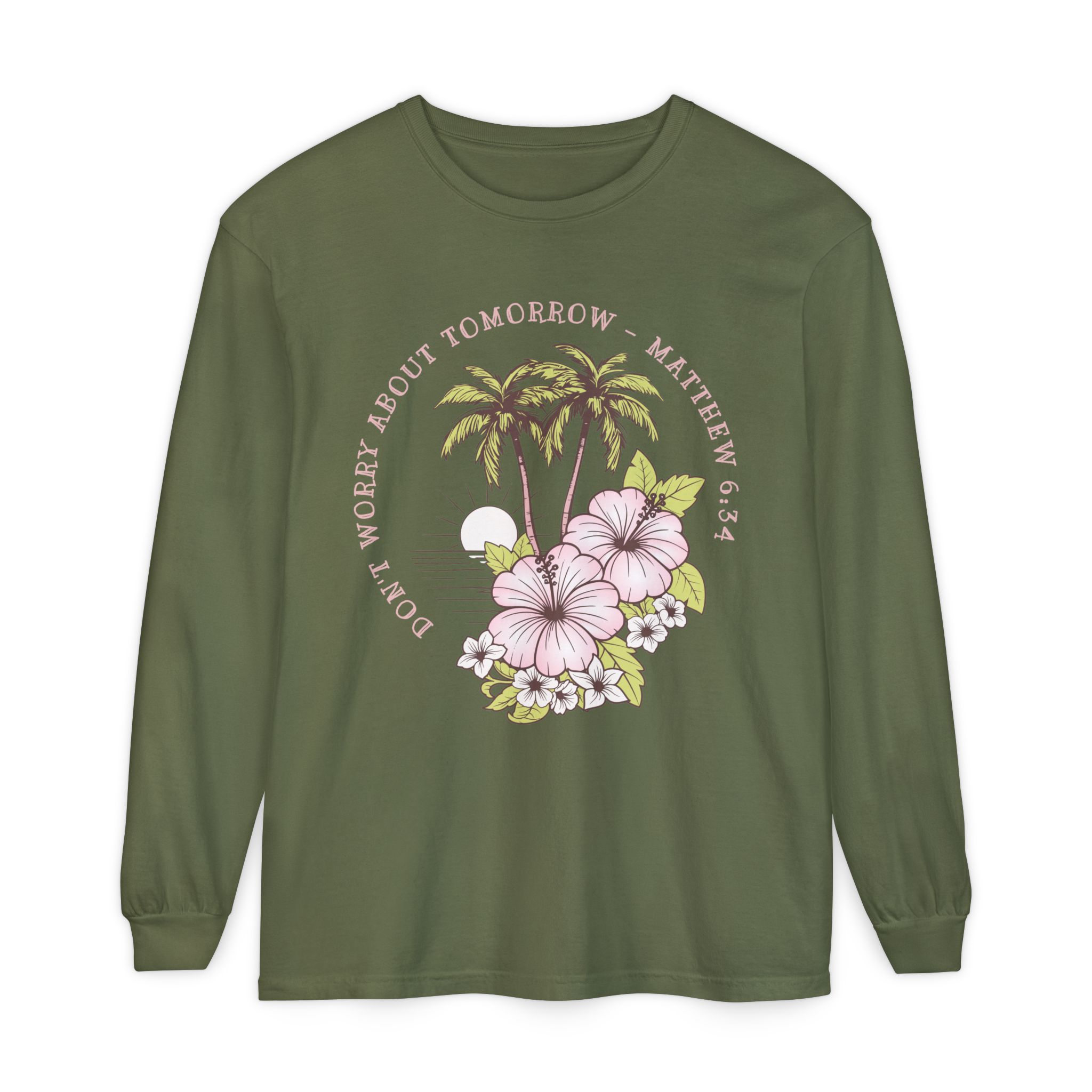 Don’t Worry About Tomorrow – Matthew 6:34 | Comfort Colors® Long Sleeve Tee - Image 31