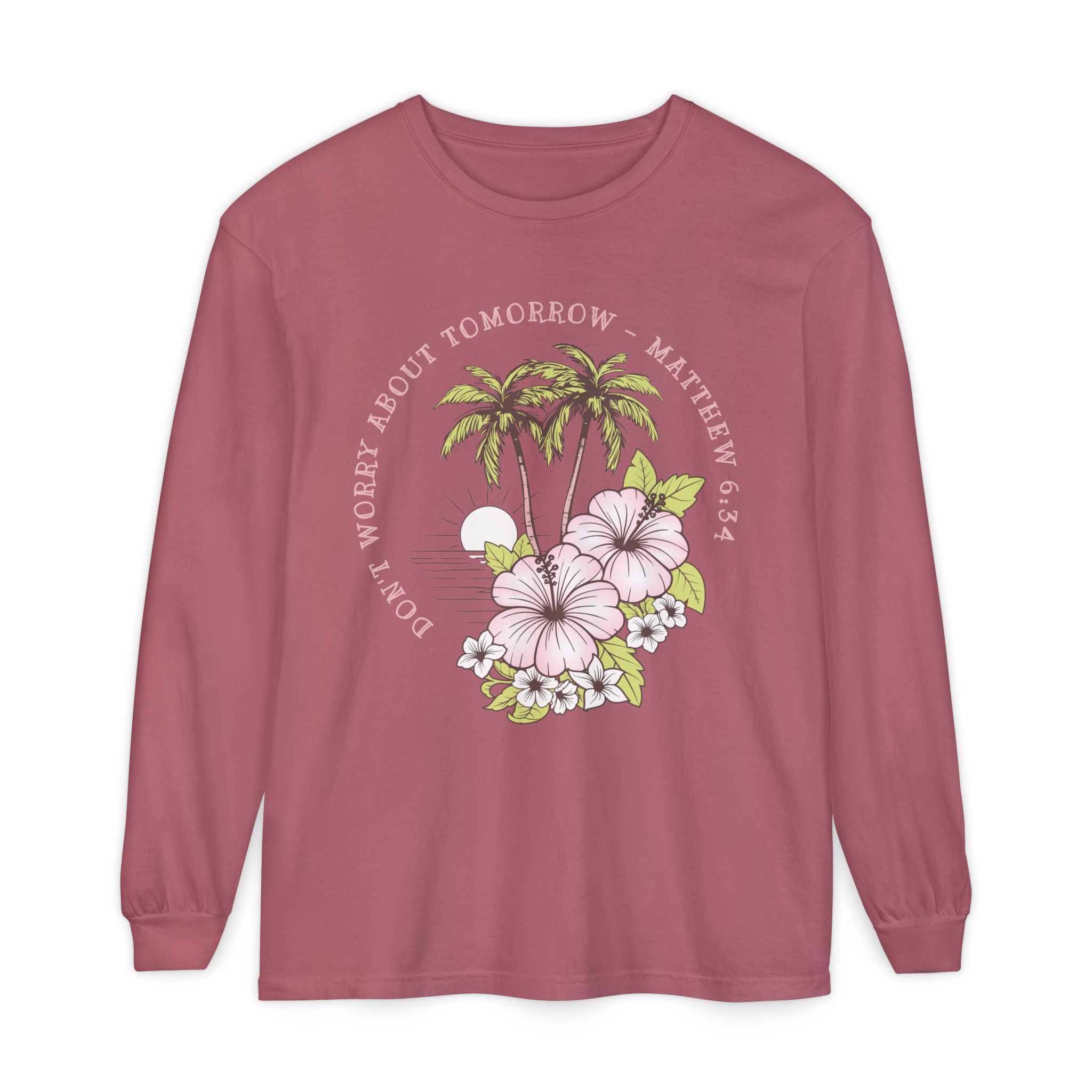 Don’t Worry About Tomorrow – Matthew 6:34 | Comfort Colors® Long Sleeve Tee - Image 76