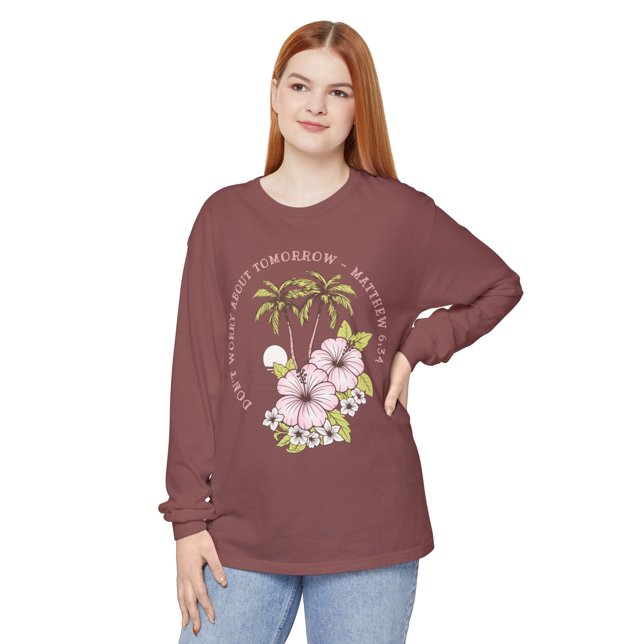 Don’t Worry About Tomorrow – Matthew 6:34 | Comfort Colors® Long Sleeve Tee - Image 13