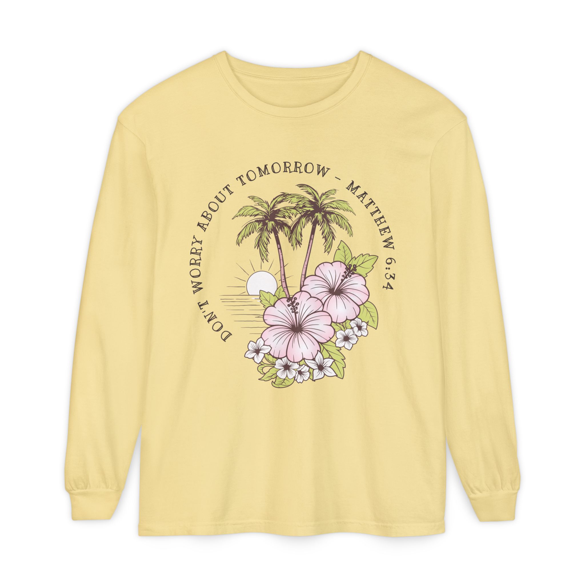 Don’t Worry About Tomorrow – Matthew 6:34 | Comfort Colors® Long Sleeve Tee - Image 26