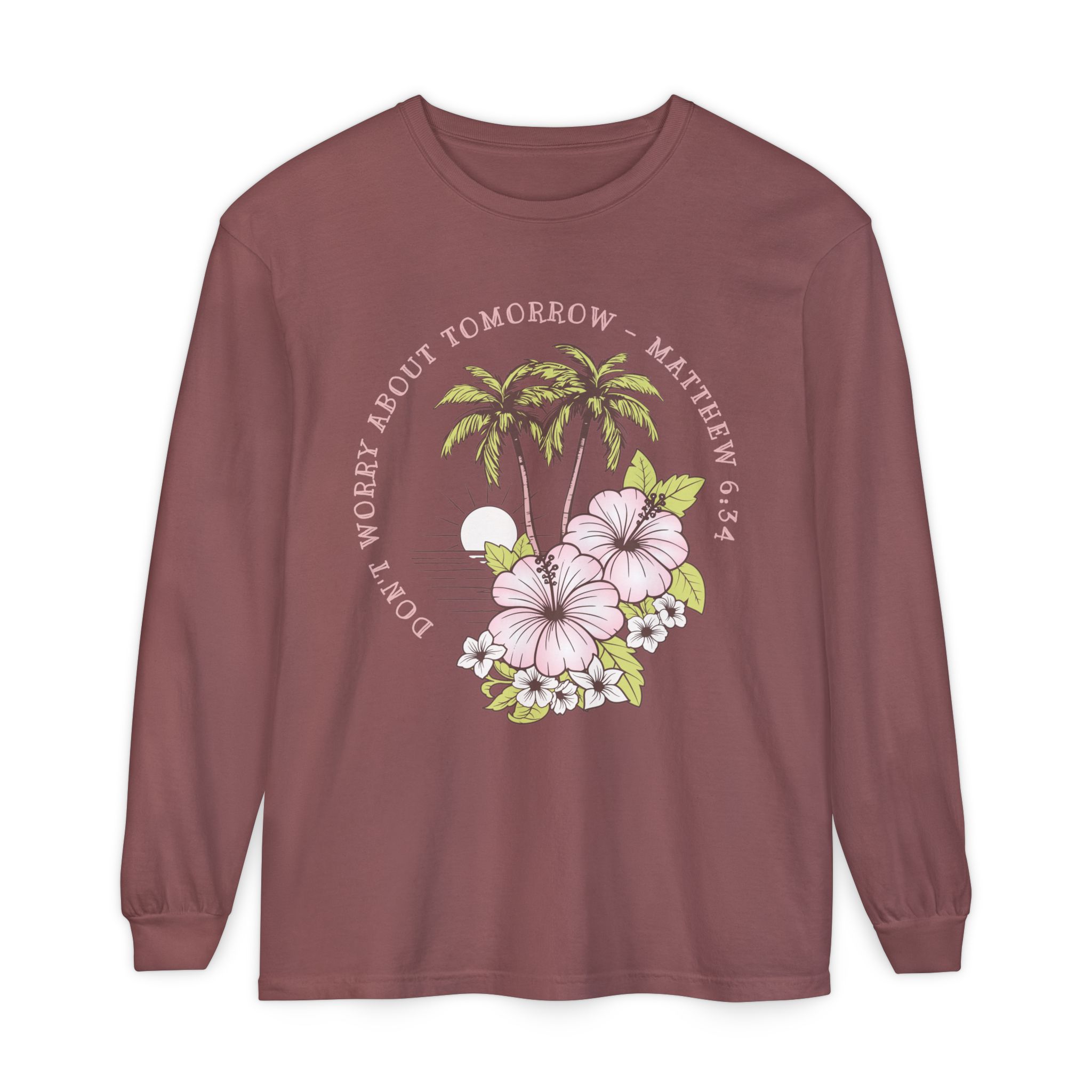 Don’t Worry About Tomorrow – Matthew 6:34 | Comfort Colors® Long Sleeve Tee - Image 11